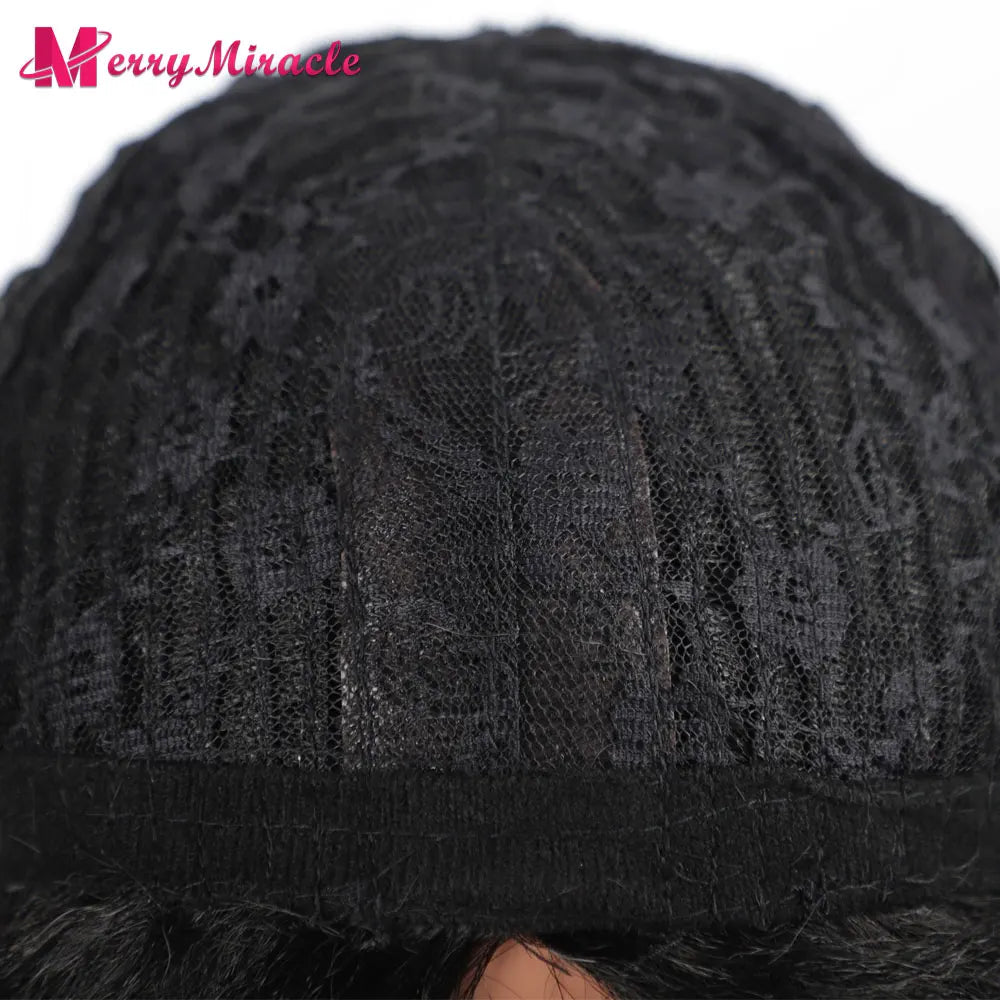 Perruques synthétiques lisses et crépues pour femmes noires, mélange de mèches noires, brunes, blondes, gingembre, rouges et blanches