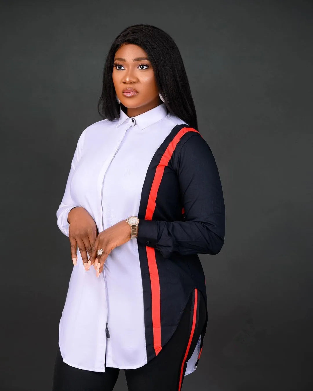 Ensemble 2 deux pièces imprimé à rayures, chemisier à manches longues, hauts et pantalons, ensemble gaine assortie pour femmes, tenue à la mode, printemps automne