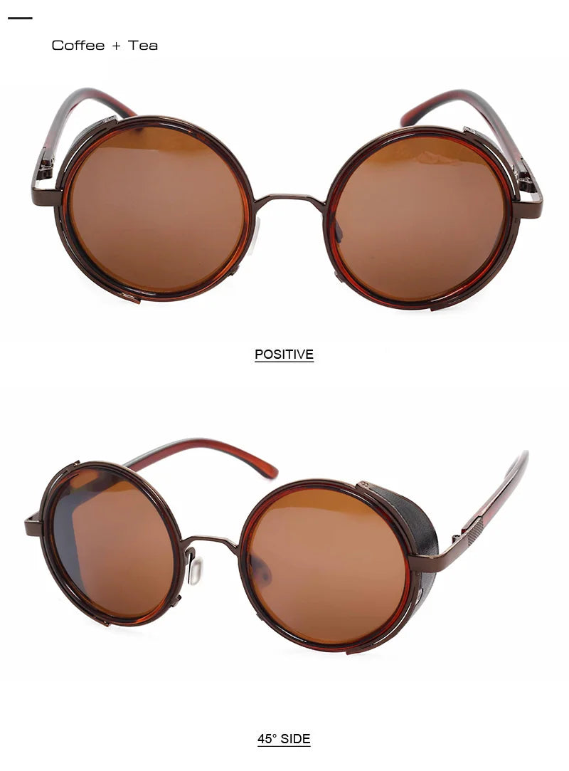 SHAUNA Vintage femmes Steampunk rétro revêtement hommes lunettes de soleil rondes marque concepteur Punk lunettes de soleil UV400