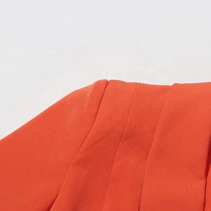 OUDINA Fashion Asymmetric Formal Belt Pleats Office Lady Blazer Elegant Dress Blazer Solid Simple Women's Casual Blazer