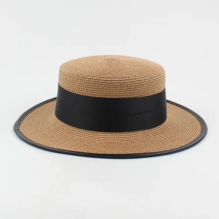 Panama mode dames élégant raphia chapeau de paille strass lettres vacances voyage haute qualité dames été Topper Banquet chapeau