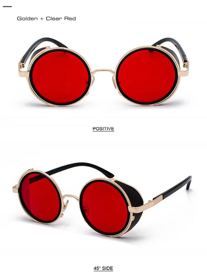 SHAUNA Vintage femmes Steampunk rétro revêtement hommes lunettes de soleil rondes marque concepteur Punk lunettes de soleil UV400