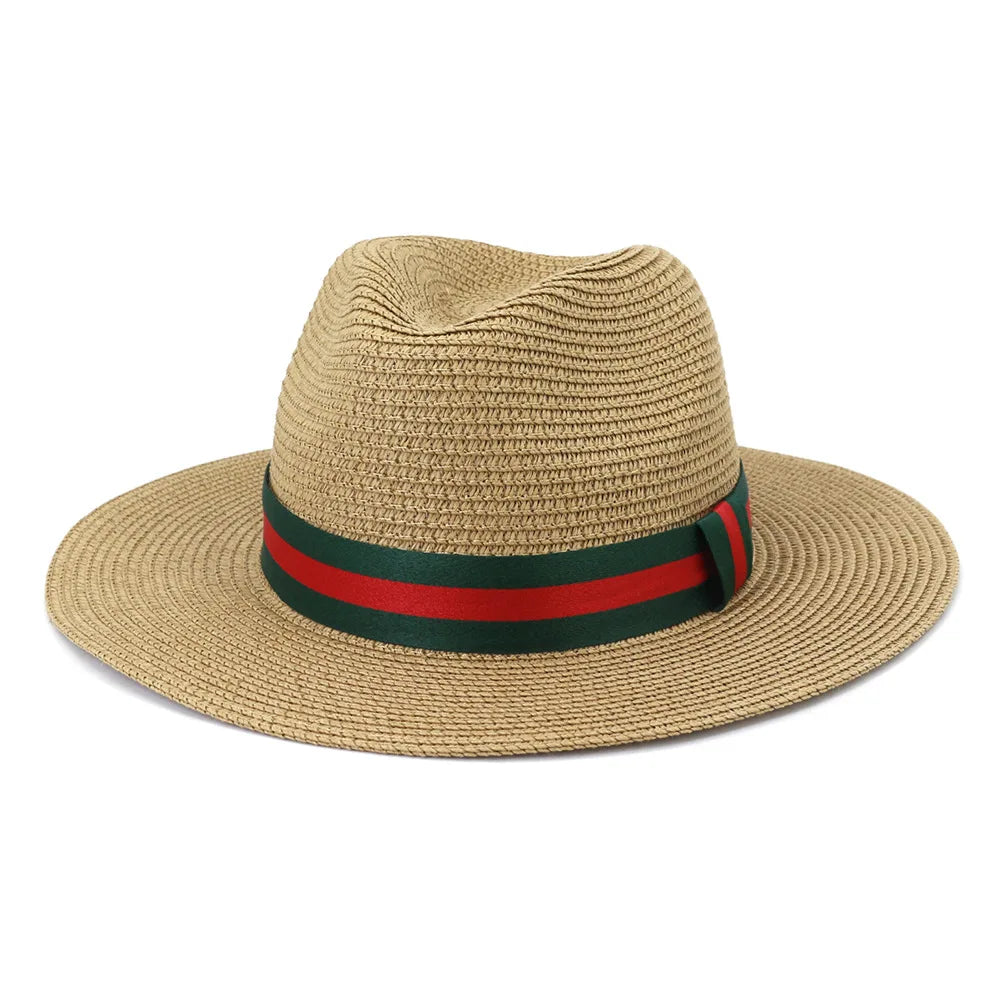 Chapeau de paille de voyage en plein air, pare-soleil de bord de mer, crème solaire, grand bord, style britannique DN, chapeau avec décoration de ruban, HZ75