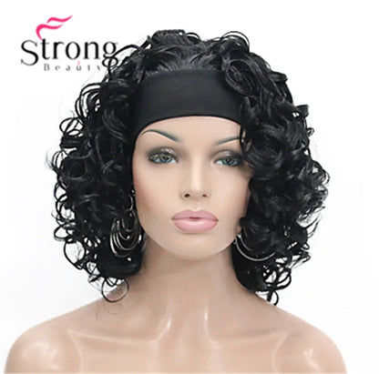 Perruques synthétiques courtes 3/4 à reflets blonds pour femmes, postiche bouclée avec bandeau, choix de couleurs