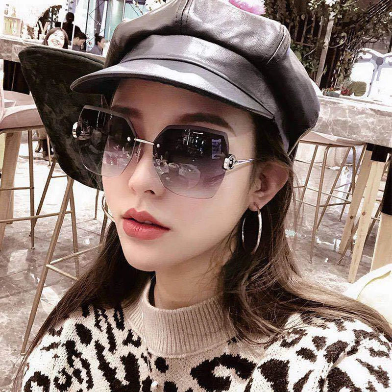 RUOBO – lunettes de soleil sans monture pour femmes, verres dégradés, branches en métal, UV400, vente en gros