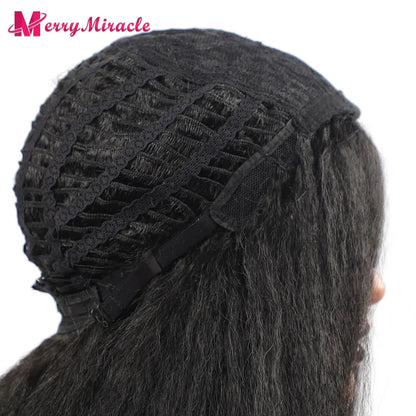 Perruques synthétiques lisses et crépues pour femmes noires, mélange de mèches noires, brunes, blondes, gingembre, rouges et blanches