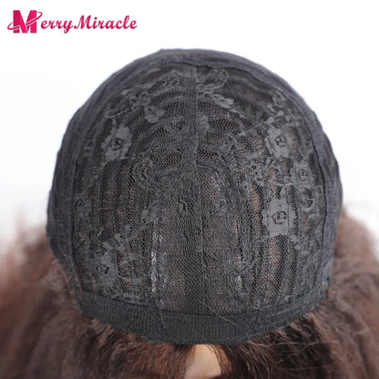 Perruques synthétiques lisses et crépues pour femmes noires, mélange de mèches noires, brunes, blondes, gingembre, rouges et blanches