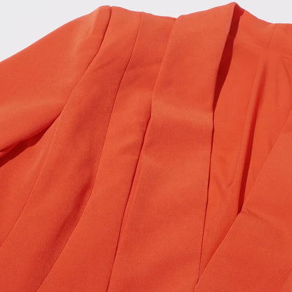 OUDINA Fashion Asymmetric Formal Belt Pleats Office Lady Blazer Elegant Dress Blazer Solid Simple Women's Casual Blazer