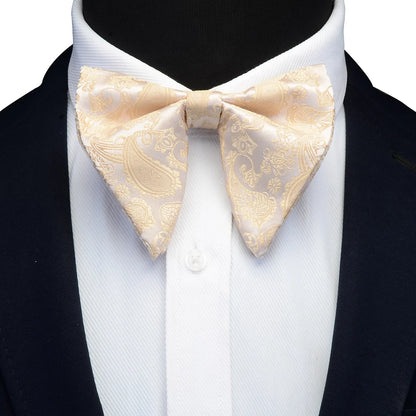 Ricnais mode soie Pasley Floral grand noeud papillon jaune rouge Jacquard noeud papillon pour hommes d'affaires fête de mariage cravates Gigt accessoires