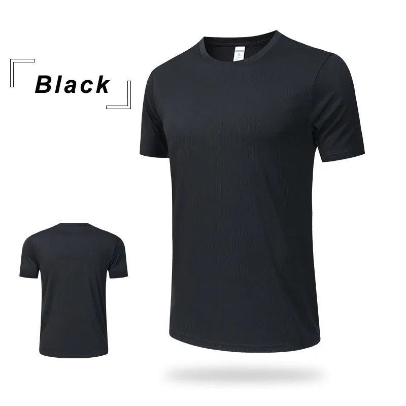 Wholesale Men's Summer Sports Casual T-Shirt 100% Training Clothing with Quick-Drying Round Neck Breathable Loose Top Plus Size