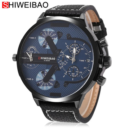 Marque grand cadran bande d'acier double affichage de l'heure hommes montres chronographe Quartz montre-bracelet militaire Relogio Masculino Hombre Reloj