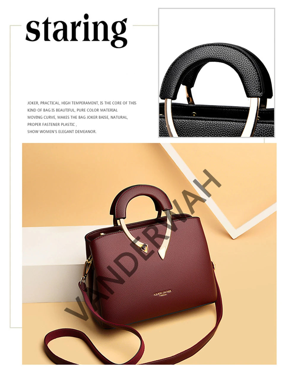 VANDERWAH véritable haute qualité en cuir fourre-tout décontracté sacs à main de luxe femmes sacs concepteur épaule sacs à bandoulière pour les femmes 2024