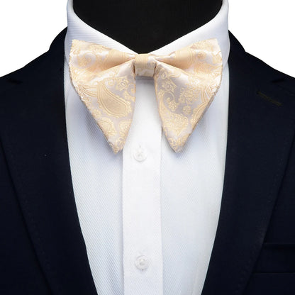 GUSLESON Paisley grand noeud papillon hommes bleu rouge jaune noeud papillon poche carré boutons de manchette ensemble avec boîte-cadeau soie mariage cravate pour homme