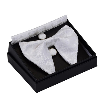 GUSLESON Paisley grand noeud papillon hommes bleu rouge jaune noeud papillon poche carré boutons de manchette ensemble avec boîte-cadeau soie mariage cravate pour homme