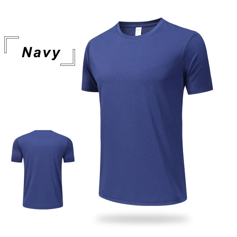 Wholesale Men's Summer Sports Casual T-Shirt 100% Training Clothing with Quick-Drying Round Neck Breathable Loose Top Plus Size