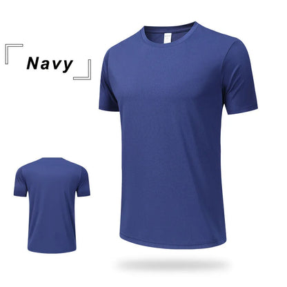 Wholesale Men's Summer Sports Casual T-Shirt 100% Training Clothing with Quick-Drying Round Neck Breathable Loose Top Plus Size