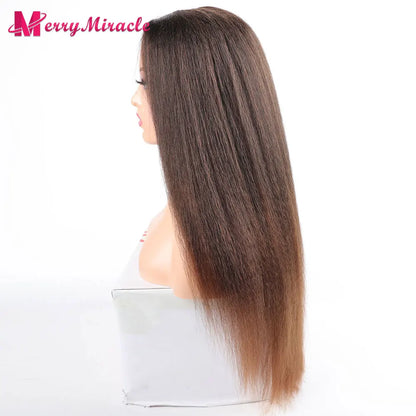 Perruques synthétiques lisses et crépues pour femmes noires, mélange de mèches noires, brunes, blondes, gingembre, rouges et blanches