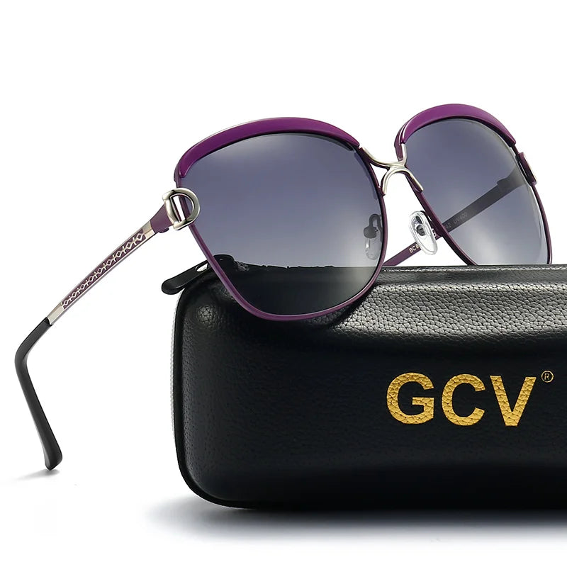 GCV lunettes De Soleil polarisées pour femmes lentille dégradée lunettes De Soleil rondes carrées marque De luxe Oculos Lunette De Soleil Femme