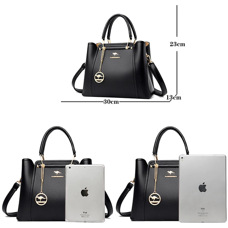 Sacs à Main de Luxe en Cuir Souple à 3 Couches pour Femme, Sacoche de Styliste à Bandoulière de Grande Capacité, Fourre-Tout de Shopping