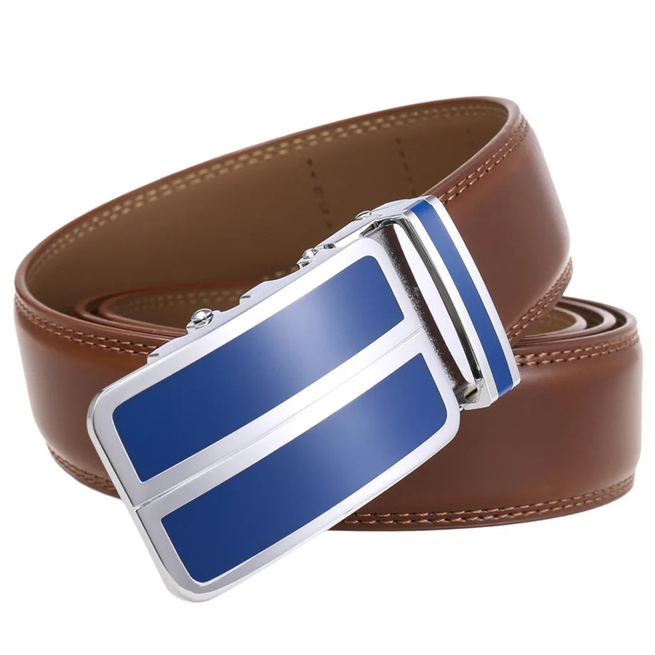 Plyesxale-Ceinture habillée en cuir véritable pour homme, cuir de vachette, automatique, strucformel, environnemental, rouge, noir, marron clair, B272