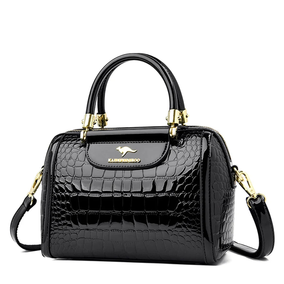 Sacs à main de luxe en cuir verni pour femmes, sac à bandoulière motif Crocodile de styliste, nouveaux sacs à main messager pour dames