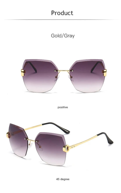 RUOBO – lunettes de soleil sans monture pour femmes, verres dégradés, branches en métal, UV400, vente en gros