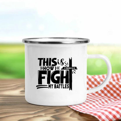 Jésus est Dieu imprimer tasses en émail chrétien créatif tasses à café boisson Dessert petit déjeuner lait tasse Vintage tasse poignée Drinkware cadeau