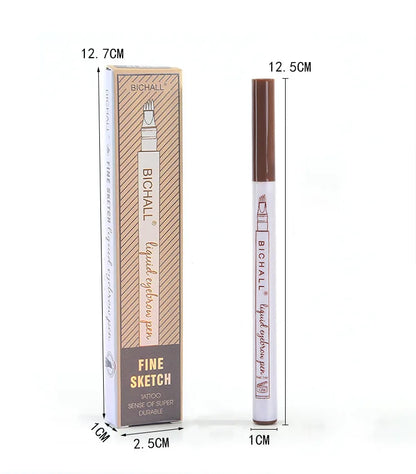 Stylo à sourcils Microblading 4D, 4 fourchettes, crayon de tatouage, longue durée, croquis fins, liquide, maquillage pour les yeux