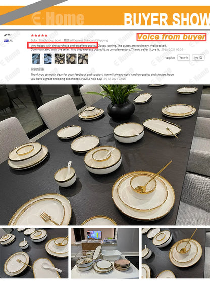 Phnom Penh-Assiettes et bols en porcelaine blanche, ensemble de nourriture, vaisselle, bol à soupe à salade, service britannique