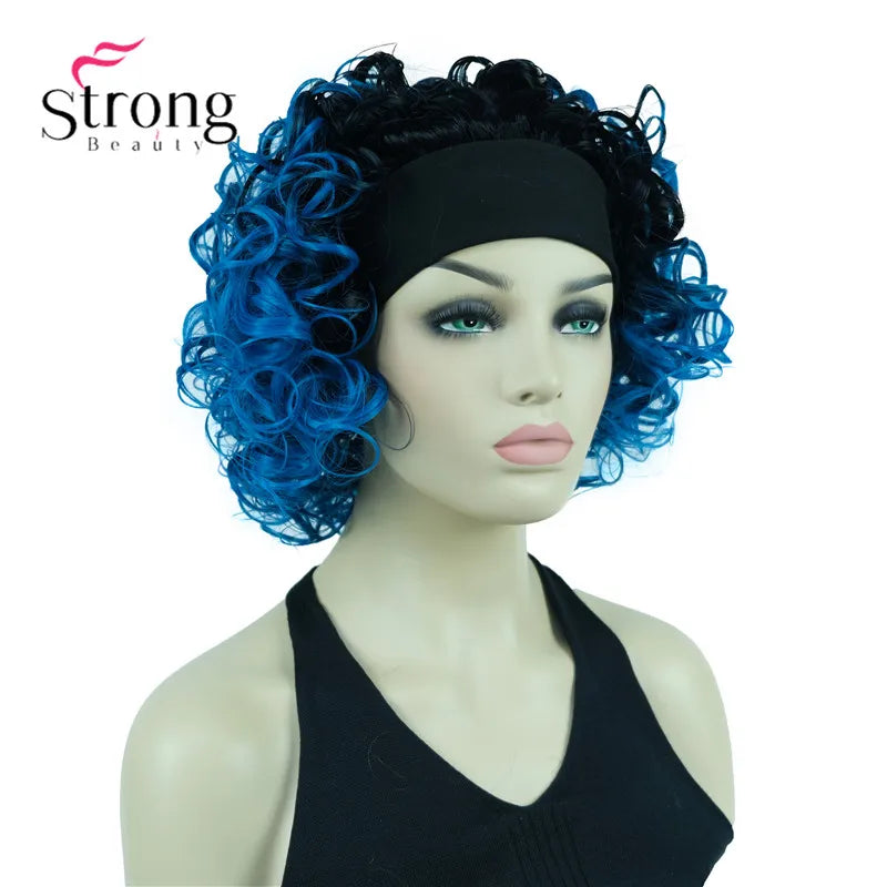 Perruques synthétiques courtes 3/4 à reflets blonds pour femmes, postiche bouclée avec bandeau, choix de couleurs