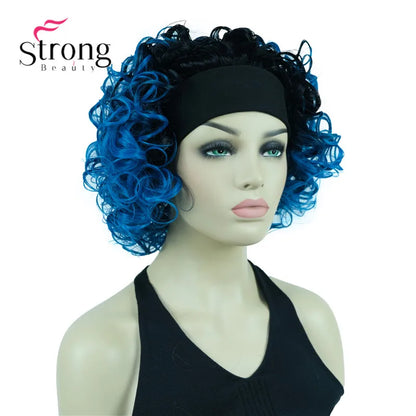 Perruques synthétiques courtes 3/4 à reflets blonds pour femmes, postiche bouclée avec bandeau, choix de couleurs