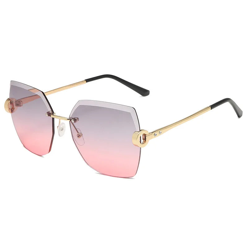 RUOBO – lunettes de soleil sans monture pour femmes, verres dégradés, branches en métal, UV400, vente en gros