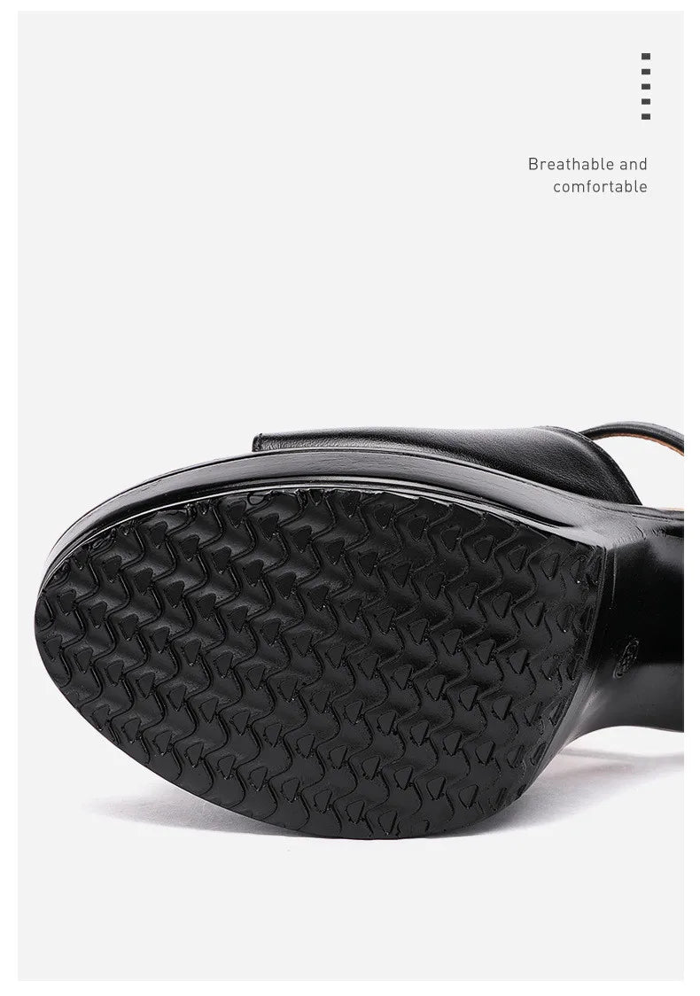 Chaussures à talons hauts de 10cm pour femmes, chaussures à plateforme, pantoufles d'été à semelle épaisse en cuir avec cœur épais, pour bureau et mariage, 2025