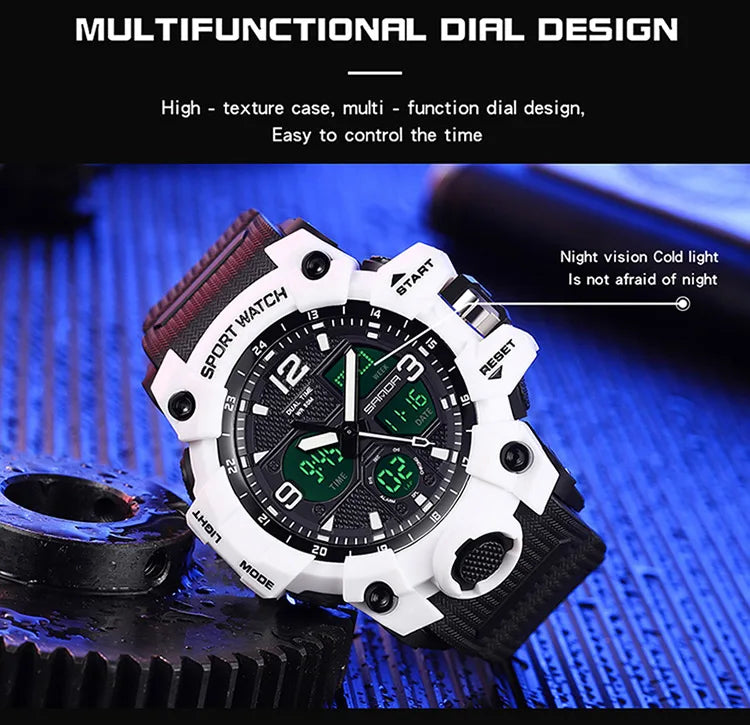 SANDA nouvelle mode Sport militaire montre-bracelet pour hommes numérique Quartz double affichage montres étanche montre décontractée pour hommes
