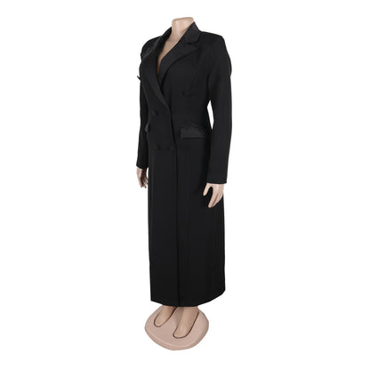 CM.YAYA-Robe longue crantée à manches longues pour femmes, robe de soirée élégante, robe de rue, double boutonnage, sexy, mode, avocat, travail, nuit, printemps