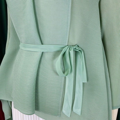 CM.YAYA – ensemble dégradé pour femmes, chemisier à manches longues avec ceinture, chemise et jupes longues plissées, costume de rue, ensemble deux pièces, survêtement