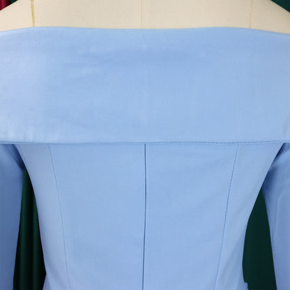 BS - Ensemble à manches longues et col slash pour femme, jupes longues plissées dégradées, ensemble de rue, tenues d'avocat africain, 2 pièces