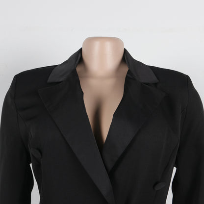 CM.YAYA-Robe longue crantée à manches longues pour femmes, robe de soirée élégante, robe de rue, double boutonnage, sexy, mode, avocat, travail, nuit, printemps