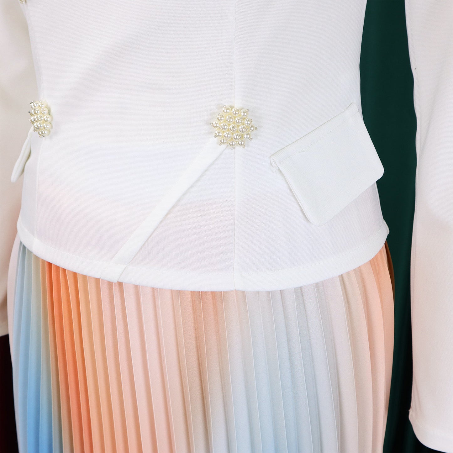 BS - Ensemble à manches longues et col slash pour femme, jupes longues plissées dégradées, ensemble de rue, tenues d'avocat africain, 2 pièces