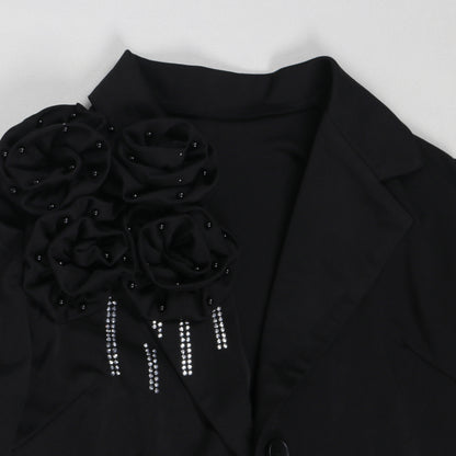 Blazer long à manches longues pour femmes, manteau et robe longue trempée, streetwear de printemps, tenues de travail de l'avocat africain, ensemble de 2 pièces, 2025