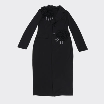 Blazer long à manches longues pour femmes, manteau et robe longue trempée, streetwear de printemps, tenues de travail de l'avocat africain, ensemble de 2 pièces, 2025