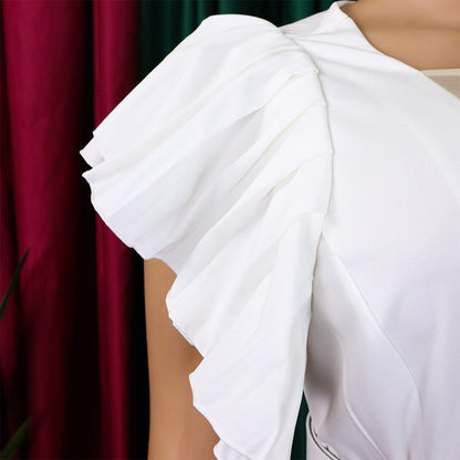 Combinaison élégante en maille patchwork plissée pour femme, jambe large, taille haute, col en V, manches évasées, combishort de fête, été 2022