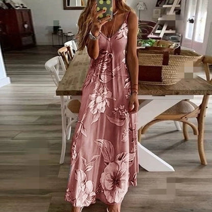 AmazoneBayNew-Robe à bretelles florales imprimées coupe basse pour femmes, vêtements sexy, été chaud