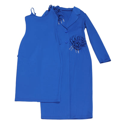 Blazer long à manches longues pour femmes, manteau et robe longue trempée, streetwear de printemps, tenues de travail de l'avocat africain, ensemble de 2 pièces, 2025