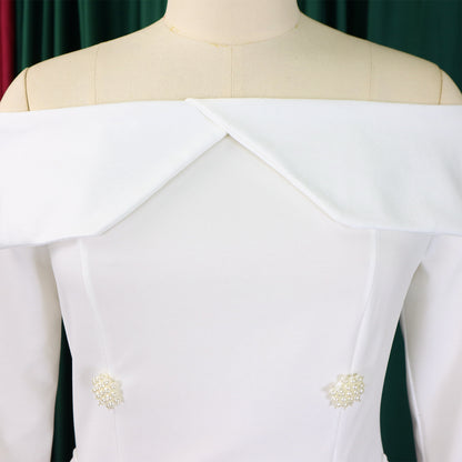 BS - Ensemble à manches longues et col slash pour femme, jupes longues plissées dégradées, ensemble de rue, tenues d'avocat africain, 2 pièces