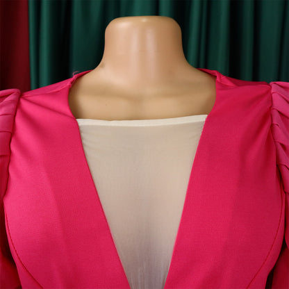 Combinaison élégante en maille patchwork plissée pour femme, jambe large, taille haute, col en V, manches évasées, combishort de fête, été 2022