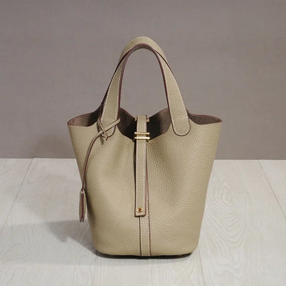 Sac à lunch en cuir de vachette véritable, panier alimentaire E27, sac à main de pique-nique Amazon, poignée supérieure souple, 2024 importé