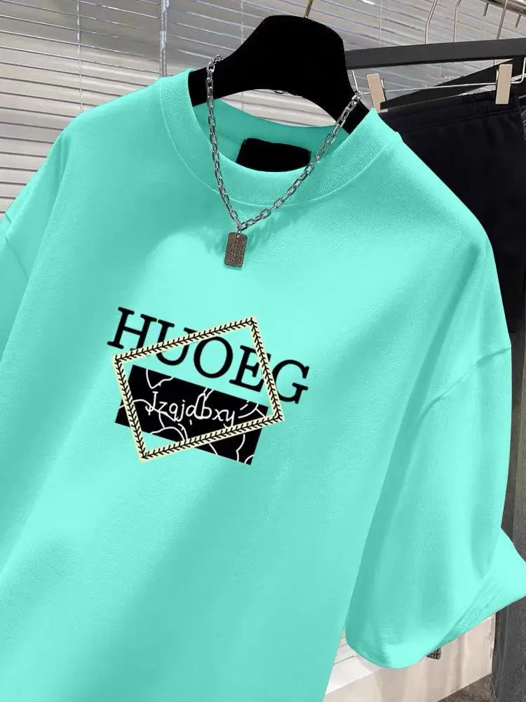 T-shirt à manches courtes en pur coton de style européen pour femmes, vêtements d'été décontractés, haut imprimé à col rond, pull basique pour femme