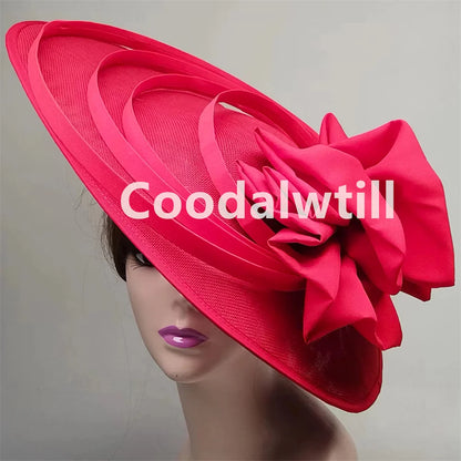 Noir grand Chapeau fascinateur femmes Royal Ascot casque fleur mode Chapeau Casquette pour église Kentucky Derby Chapeau Casquette bandeau