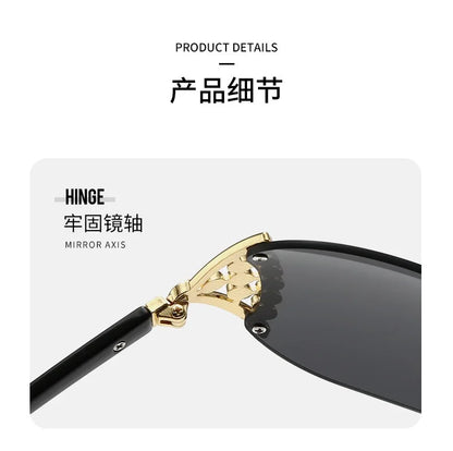 Lunettes de soleil de luxe y2k sans monture pour femmes, avec lettres en strass, de marque de styliste, pour l'extérieur, UV400